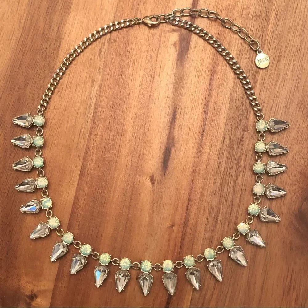 bella jack | Mint Green Rhinestone Statement Necklace | 19” Adjustable - Picture 2 of 5